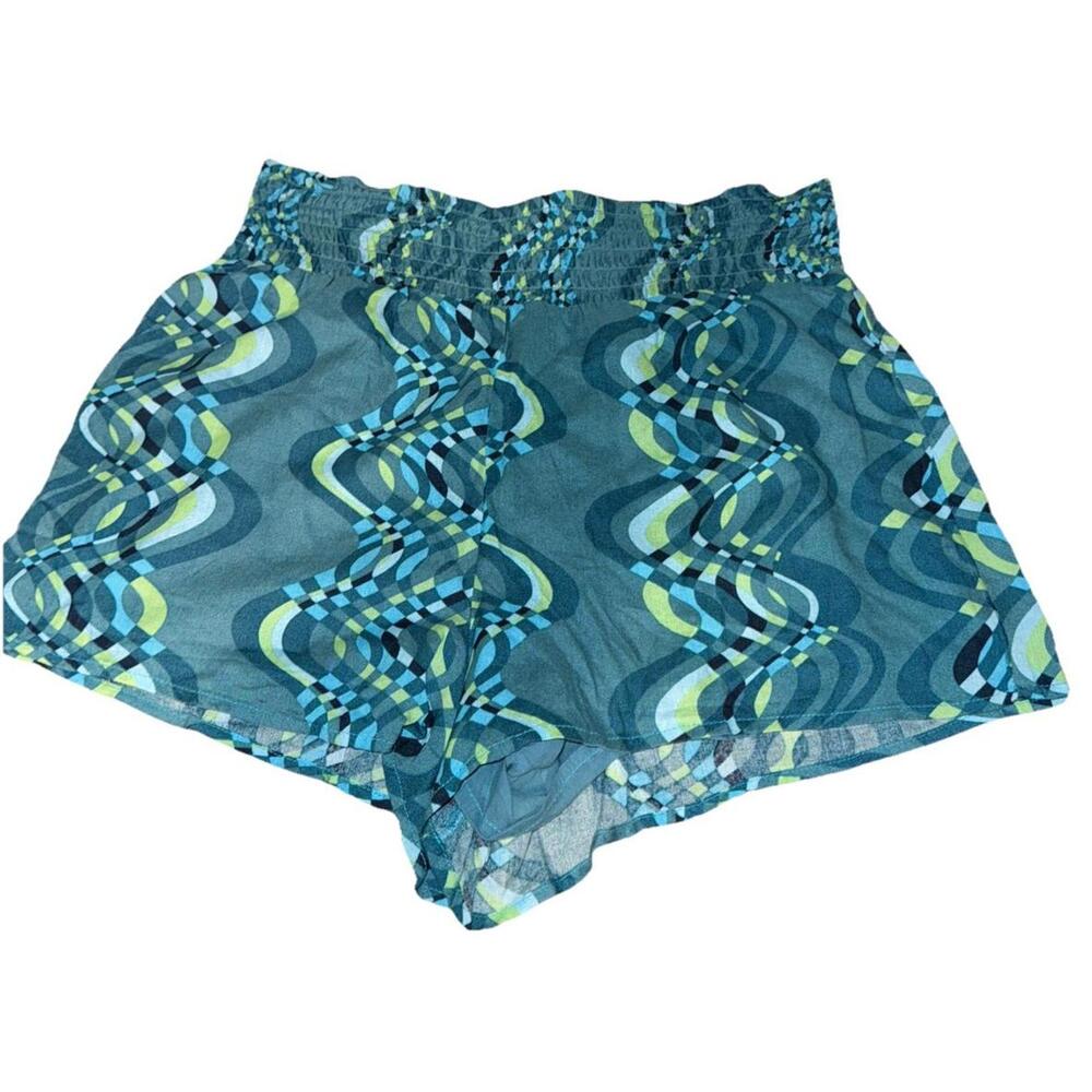 NWT O'NEILL Women Printed Woven Pull-On Shorts Smocked Waistband Blue Moon Sz M￼